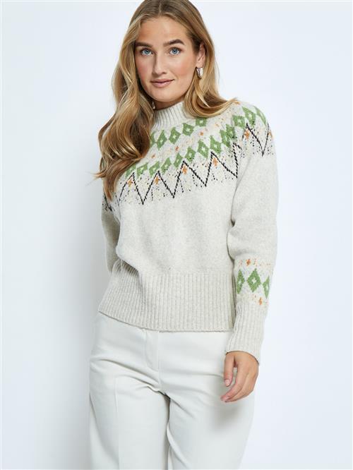 DESIRES Pullover 'Sutton'  grøn / orange / sort / hvid