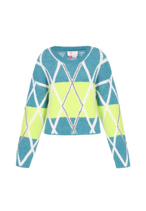 IZIA Pullover  turkis / æble / hvid