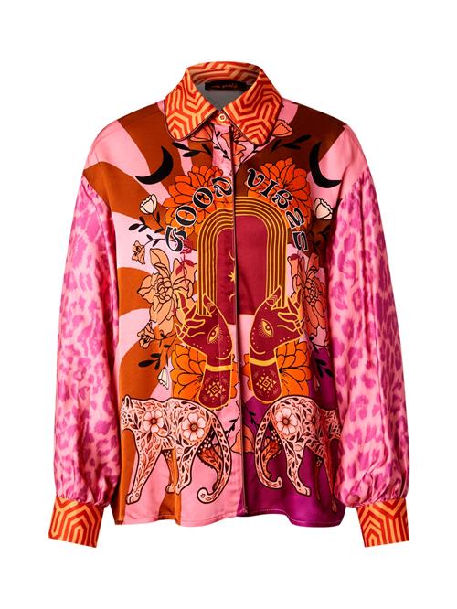 miss goodlife Bluse 'Mystical Portal'  gul / orange / pink / sort