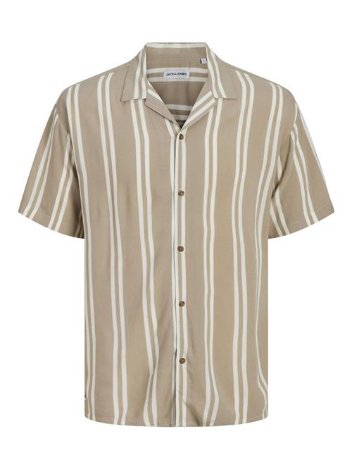 JACK & JONES Skjorte 'JJEJeff'  mørkebeige / hvid