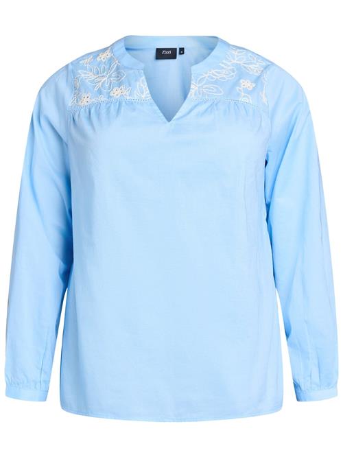 Zizzi Bluse 'MOFELIA'  ecru / lyseblå