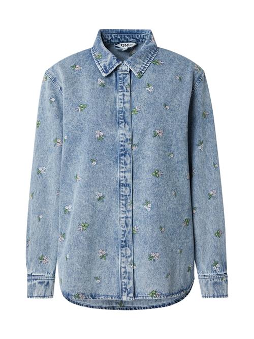 ONLY Bluse 'ONLVera'  blue denim / grøn / rosé / offwhite