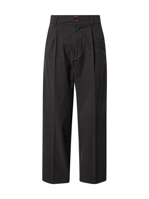 HUGO Bukser med lægfolder 'Riko253'  sort