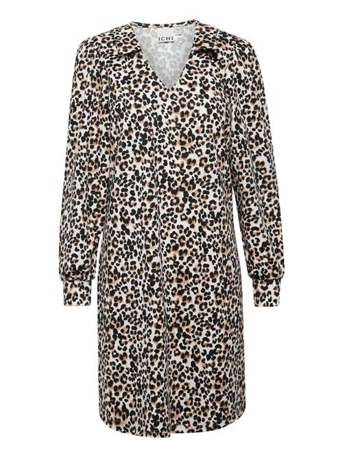 ICHI Kjole 'Kate '  brun / sort / hvid