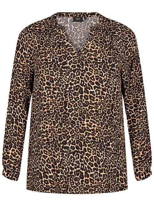 Zizzi Bluse 'Bella'  brun / karamel / sort