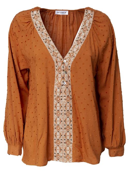 Influencer Bluse  cognac / hvid