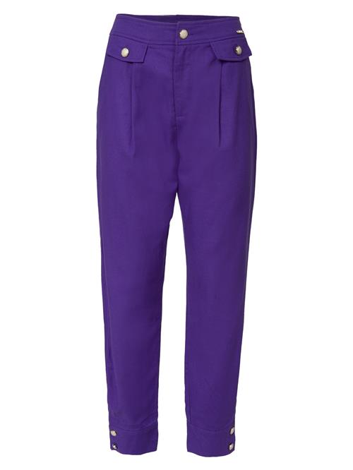 Influencer Bukser med lægfolder  violetblå