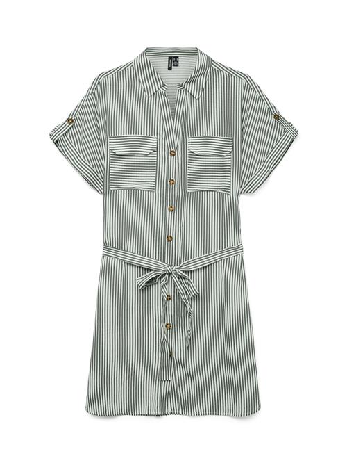 VERO MODA Blusekjole 'VMBumpy'  mørkegrøn / hvid