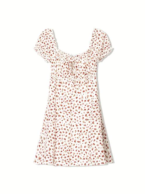 Bershka Kjole  mørkerød / offwhite