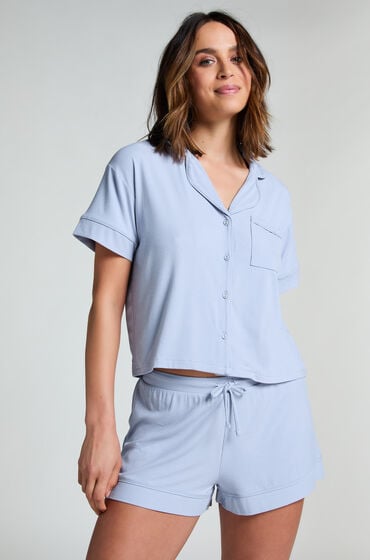 Hunkemöller Short Jersey Rib Essential Blå