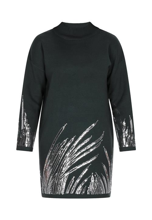 faina Strikkjole  mørkegrøn / sølv