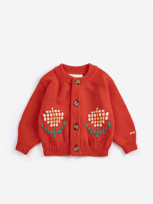 Bobo Choses Pixel Daisy Cardigan Red  Red 12 months  Rød  12 måneder  unisex