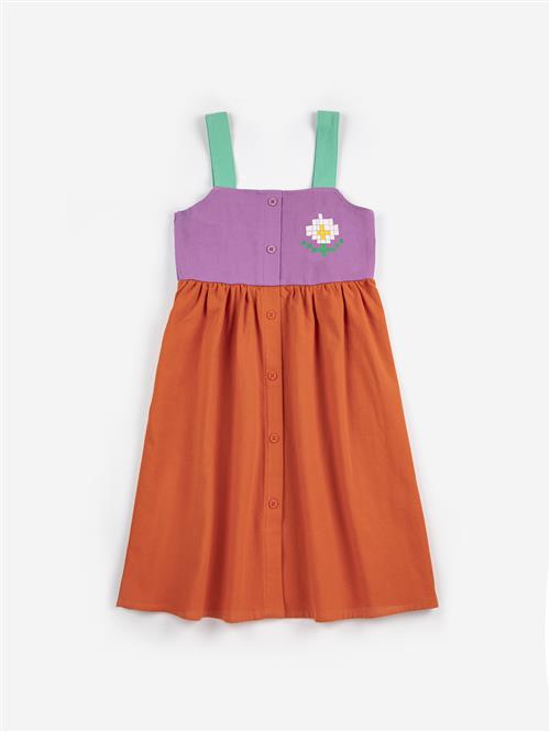Bobo Choses Pixel Daisy Color Block Kjole Multicolor  Multicolor 6-7 Y  Orange.  6-7 år  kvinde