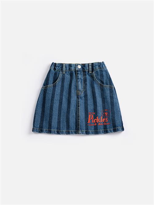 Bobo Choses Pickles The Dog Denim Nederdel Navy Blue  Navy Blue 8-9 Y  Marineblå  8-9 år  kvinde