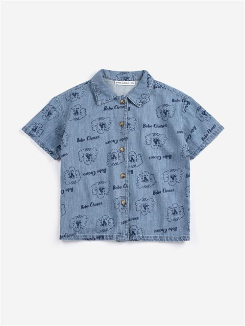 Bobo Choses Pickle The Dog All Over Denim-skjorte Prussian Blue  Prussian Blue 4-5 Y  Blå  4-5 år  mand