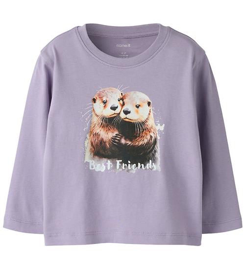 Name It Bluse - NmfVotea - Lavender Gray/Otter Friends