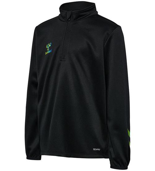 Hummel Sweatshirt - hmlShimmer Half Zip - Black/Limeade