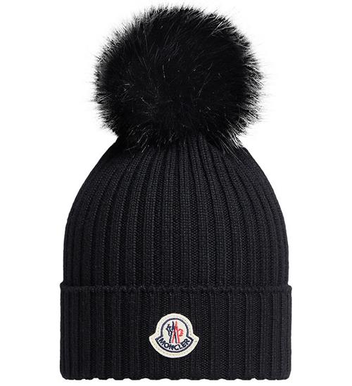 Moncler Hue - Uld - Sort m. Imiteret Pels