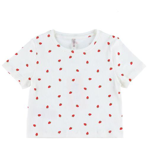 Kids Only T-shirt - Noos - KogBella - Cloud Dancer/Strawberries