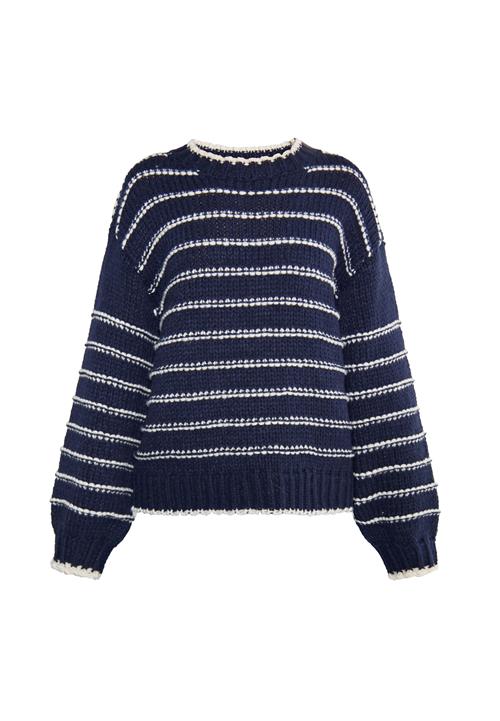 DreiMaster Maritim Pullover 'Grassland'  marin / uldhvid