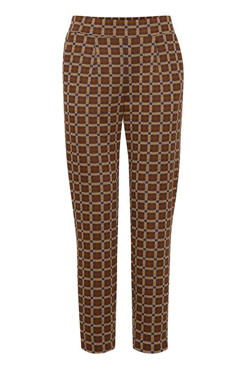 b.young Bukser med lægfolder 'Rowan'  rustbrun / grå / sort