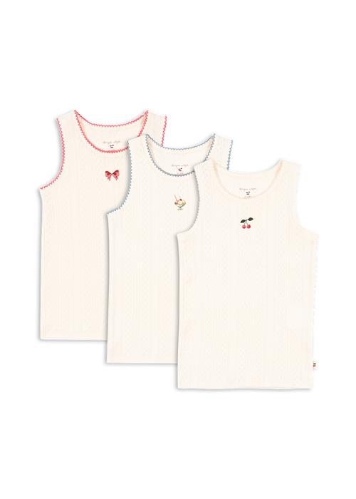 Konges Sløjd GOTS Minna 3-pak Tanktoppe Antique White  Antique White 7-8 Y    7-8 år  kvinde