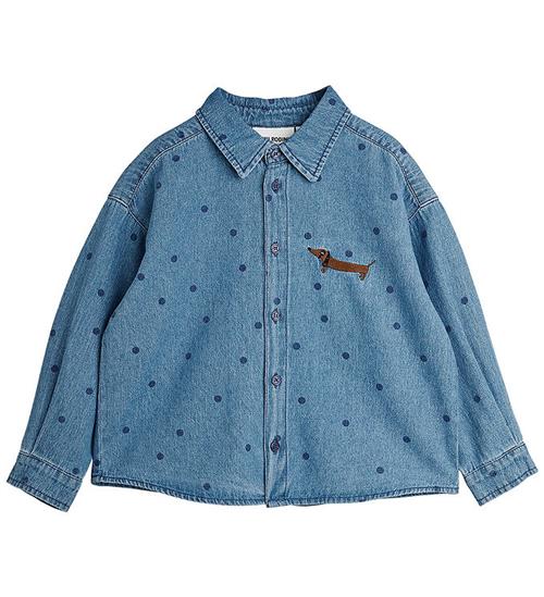 Mini Rodini Skjorte - Denim Dots - Blå