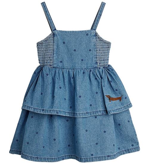 Mini Rodini Kjole - Denim Dots - Blå