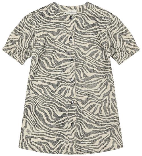 Minymo Kjole - White Swan m. Zebrastriber