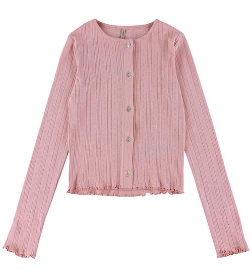 Kids Only Cardigan - KogSalsa - Bleached Mauve m. Hulmønster