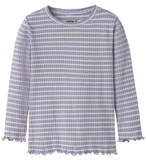 Name It Bluse - Rib - NmfVemma - Lavender Gray/Lilac Marble Stri