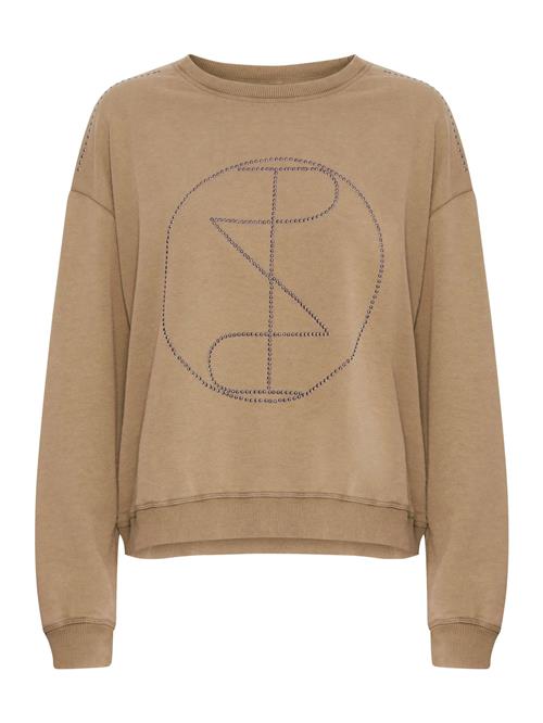 PULZ Jeans Sweatshirt 'Mallie'  blå / brun