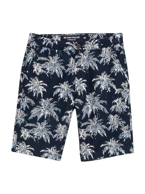 TOM TAILOR Lærredsbukser  navy / lyseblå / hvid