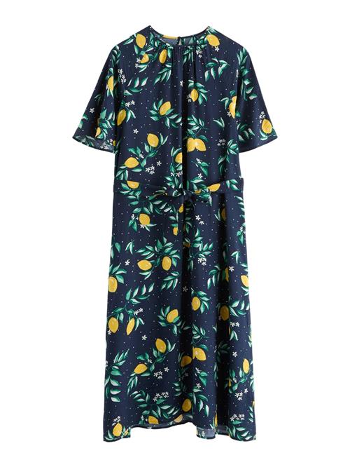 Lindex Kjole  navy / gul / siv / hvid