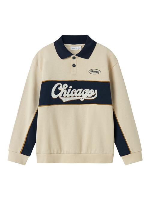 NAME IT Sweatshirt 'NKMLUCAN'  mørkebeige / sort / hvid