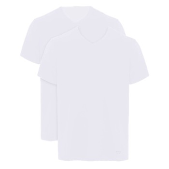 Emporio Armani Armani Cotton V-neck T-shirts 2P Hvid bomuld Large Herre