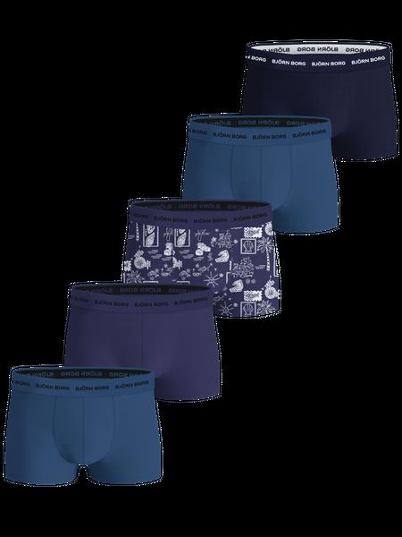 Björn Borg Cotton Stretch Trunks 5-pack Blå, XS
