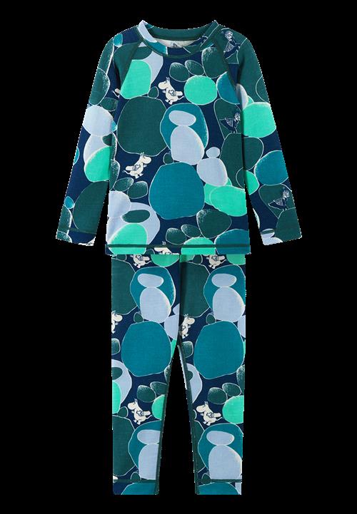 Reima Moomin Trivsam Termisk Basislag-sæt Dark Teal  Dark Teal-98 cm Wool Blå  98 cm  unisex