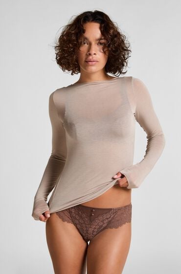 Hunkemöller super soft bådhals bluse med cashmere Grå