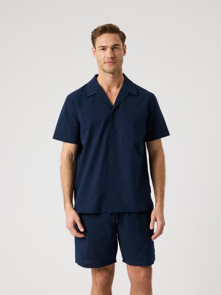 Björn Borg Borg Seersucker Resort Shirt Marineblå, XL