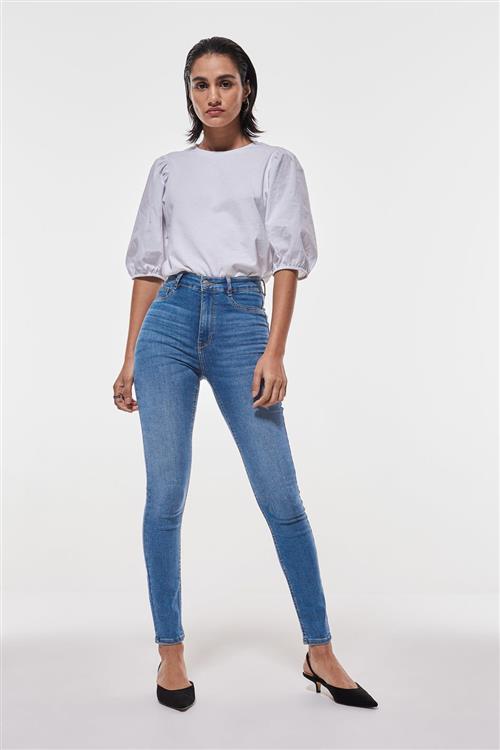 Gina Tricot - high waist jeans - Highwaist jeans - Blå - XS - Dame