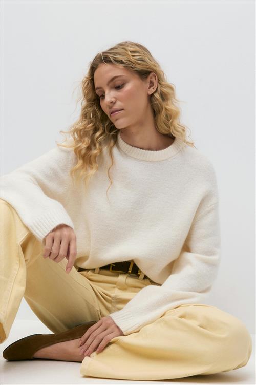 Gina Tricot - Crew neck knitted sweater - Striktrøjer - Hvid - XL - Dame