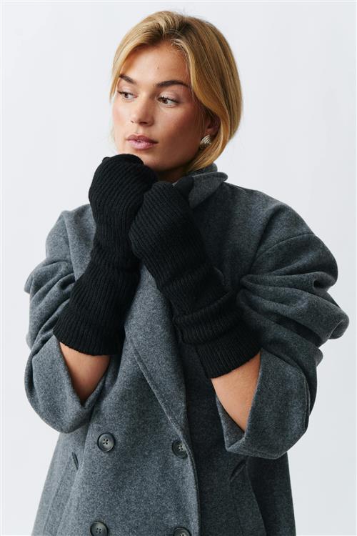 Gina Tricot - Rib mittens - Handsker - Sort - ONESIZE - Dame