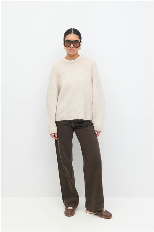 Gina Tricot - Crew neck knitted sweater - Striktrøjer - Hvid - XL - Dame