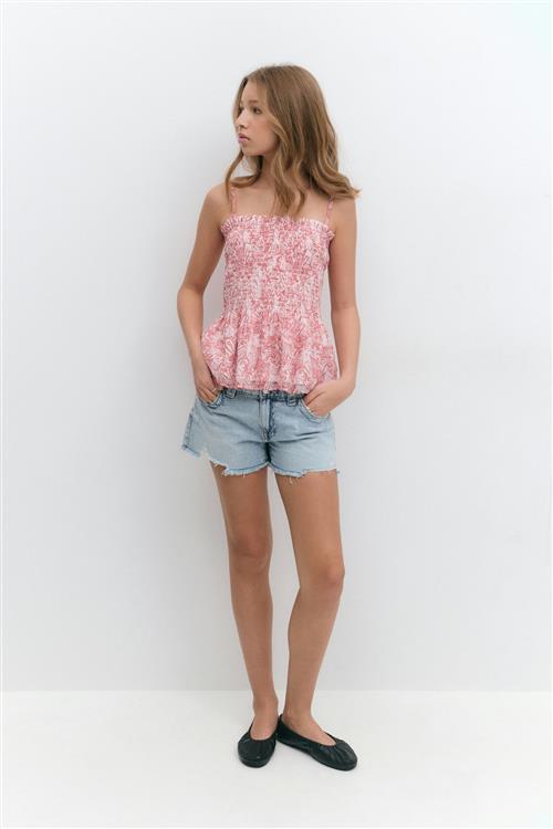 Gina Tricot - Y chunky embroidery shorts - shorts - Blå - 140 - Pige
