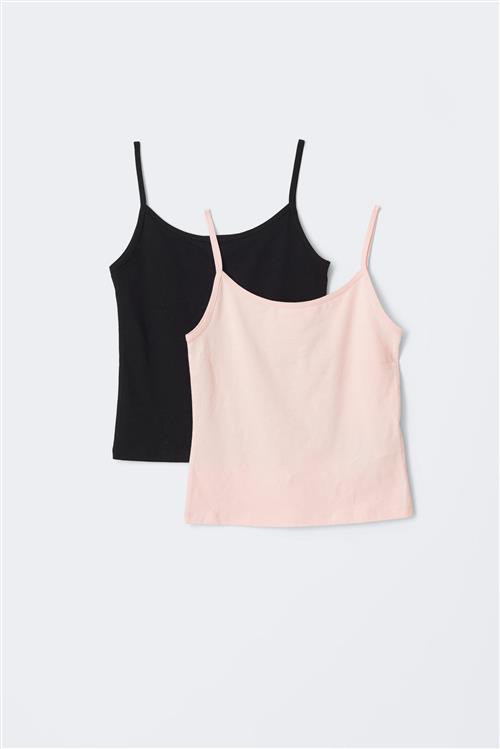 Gina Tricot - 2 pack y basic singlet - Toppe til piger 9–14 år - Sort - 146/152 - Pige