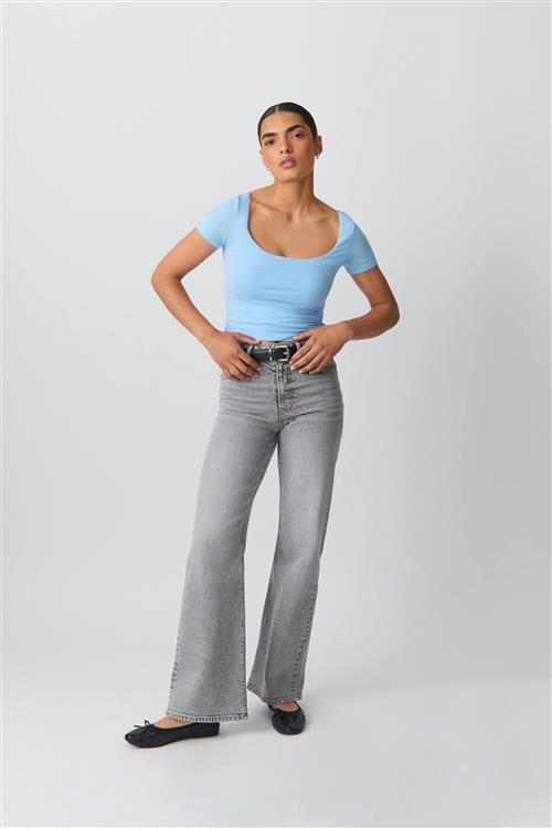 Gina Tricot - Comfy wide jeans - wide jeans - Grå - 38 - Dame