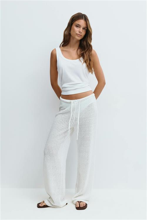 Gina Tricot - Crochet trousers - Vide bukser - Hvid - M - Dame