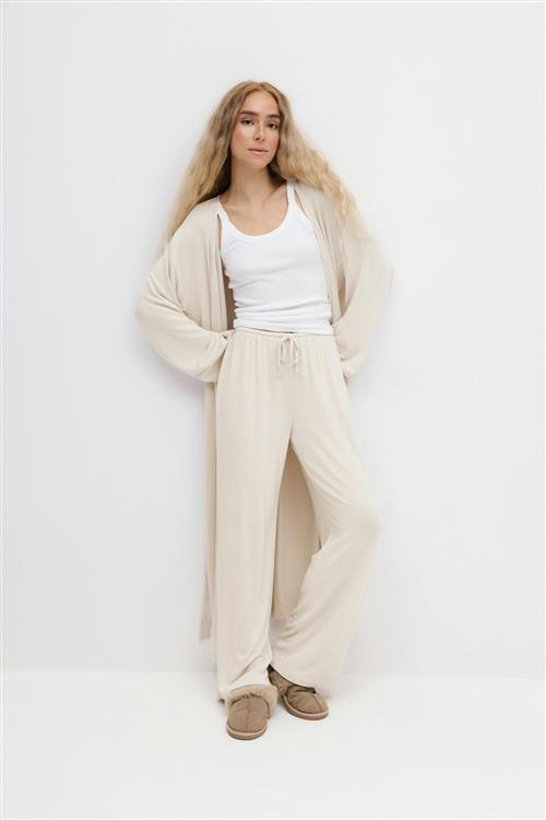 Gina Tricot - Drawstring wide trousers - Vide bukser - Beige - L - Dame
