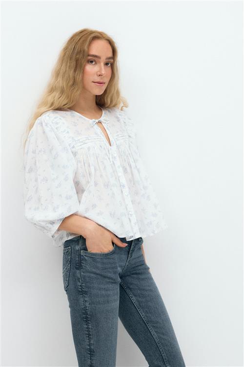 Gina Tricot - Boho blouse - bluser med pufærmer - Blå - S - Dame